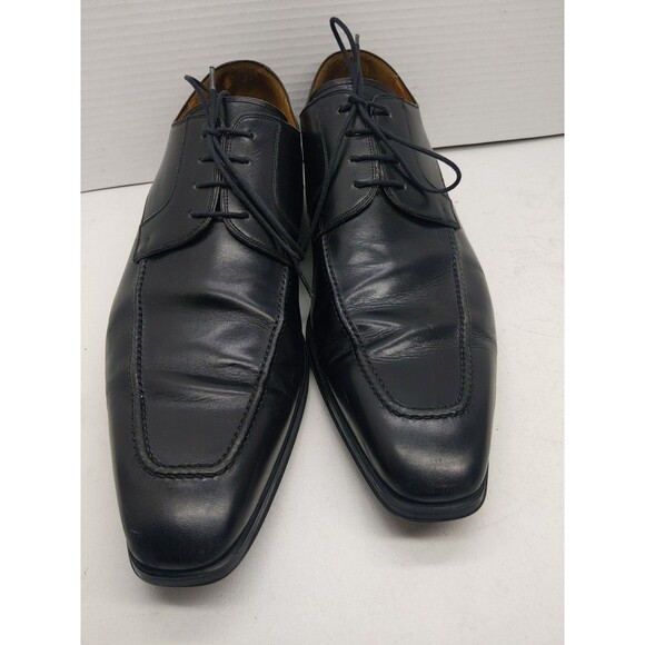 Magnanni for Neiman Marcus 9971 Black Leather Derby Lace Up Shoes Men Size 12 - Picture 1 of 16